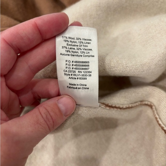 Aritzia Babaton Lance Longline Wool Blend Open Cardigan Camel Brown Size M - Picture 8 of 12